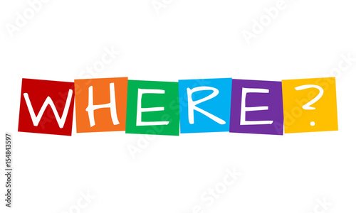 where, question in colorful rotated squares