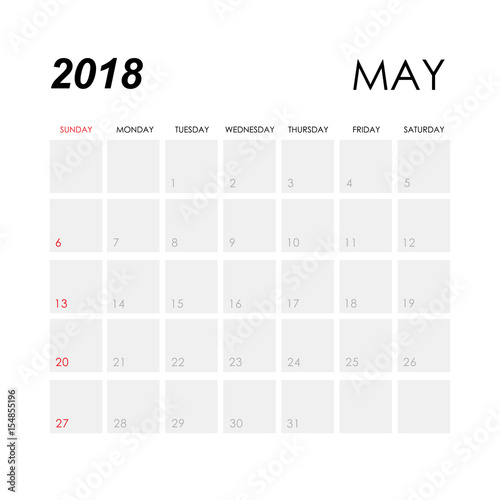 Template of calendar for May 2018