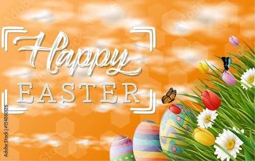 Beautiful nature background with easter egg