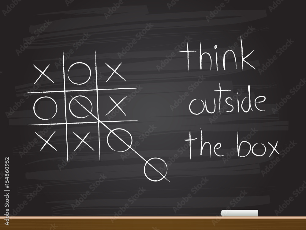Chalk hand drawing with think outside the box. Vector illustration ...