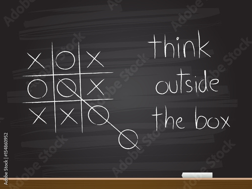 Chalk hand drawing with think outside the box. Vector illustration.