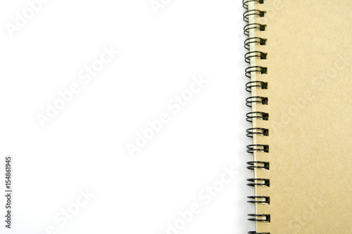 notebook cover on white background with copy space.