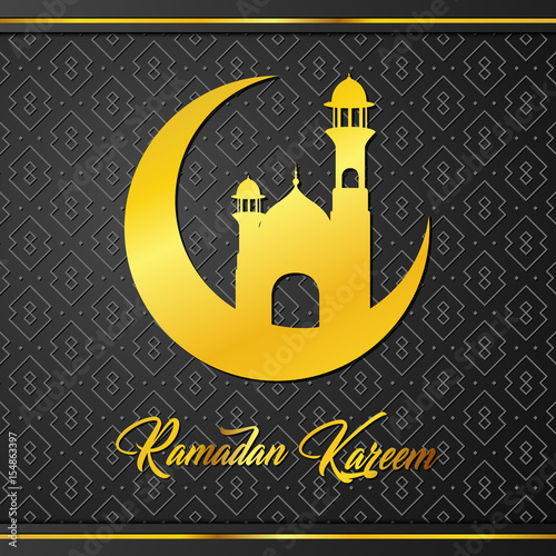 Islamic crescent and mosque for greeting of Ramadan Kareem