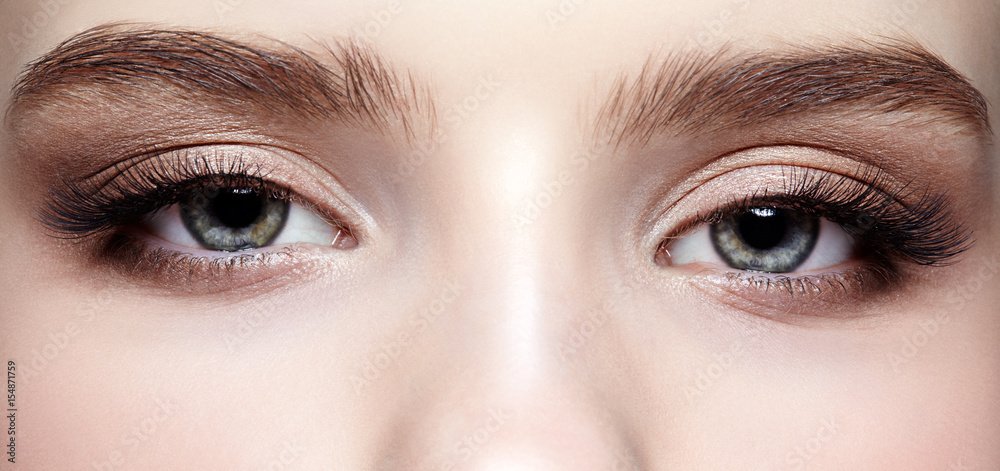 Fototapeta premium Female eye zone and brows with day makeup