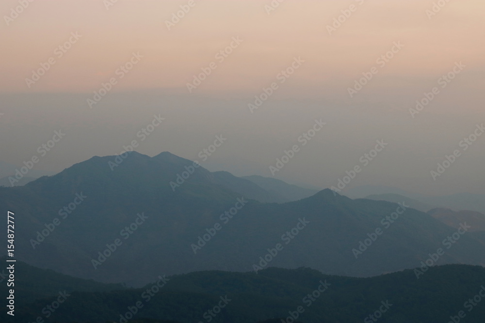 Beautiful twilight after sunset over mountain landscape at Doi Inthanon , Chiangmai ,Thailand