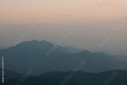 Beautiful twilight after sunset over mountain landscape at Doi Inthanon   Chiangmai  Thailand