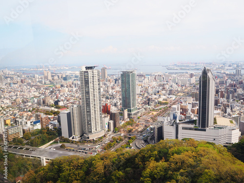 Top view of Kobe city from Nunobiki herb garden, Japan