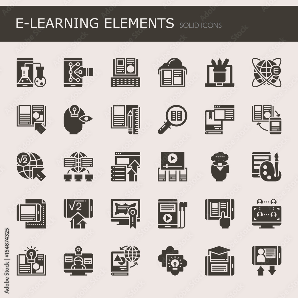 E-learning Elements , Thin Line and Pixel Perfect Icons E-learning Elements , Thin Line and Pixel Perfect Icons