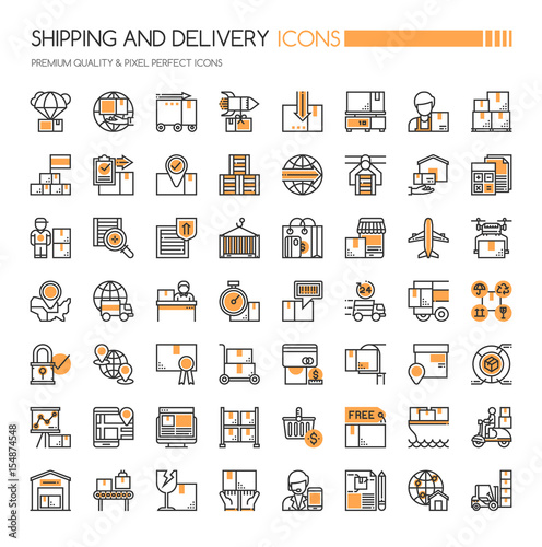 Shipping and Delivery Icons , Thin Line and Pixel Perfect Icons
