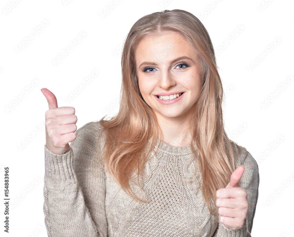 Beautiful young woman close-up