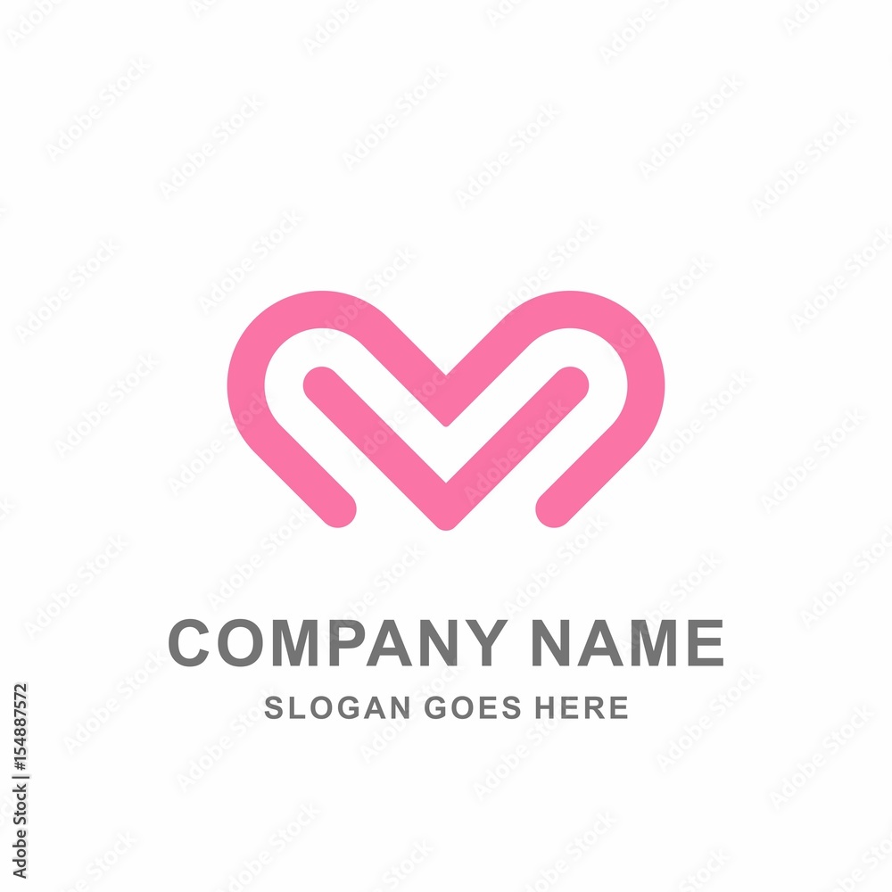 Heart Love Strips Luxury Beauty Jewelry Fashion Accessories Business Company Stock Vector Logo Design Template 