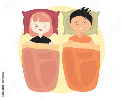  happy sleeping couple