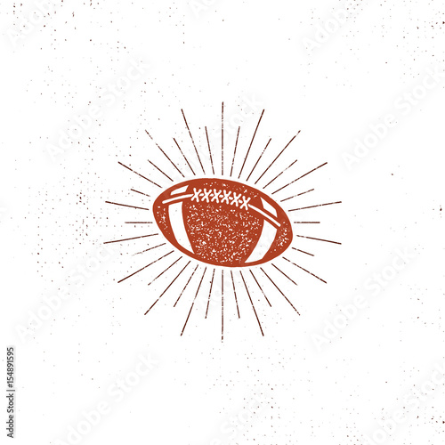 Vector american football bal illustration, icon. Retro design. Usa sports pictogram with sunbursts isolated on white background. Vector vintage style