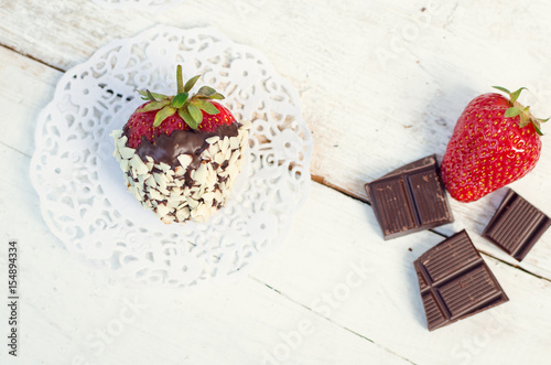 Strawberries covered with a chocolate photo