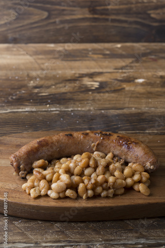 Typical food Catalonia (botifarra with mongetes) photo