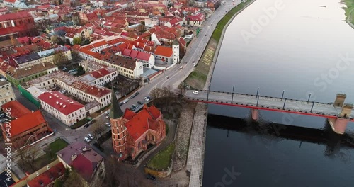 aerial view of old town of city at evenenig photo