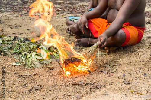 DABANA, SRI LANKA - CIRCA DECEMBER 2016: Vedda men photo