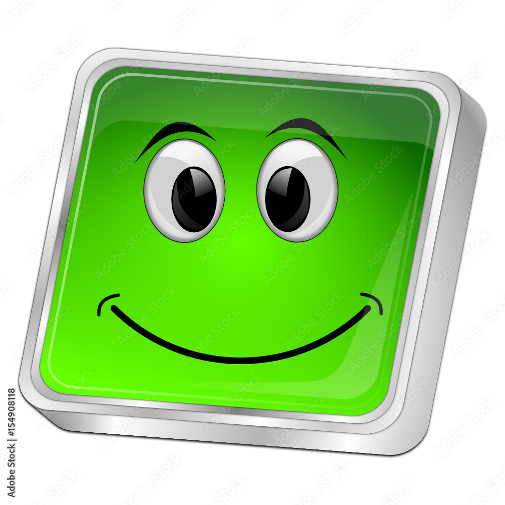 Button with smiling face - 3D illustration Button with smiling face - 3D illustration