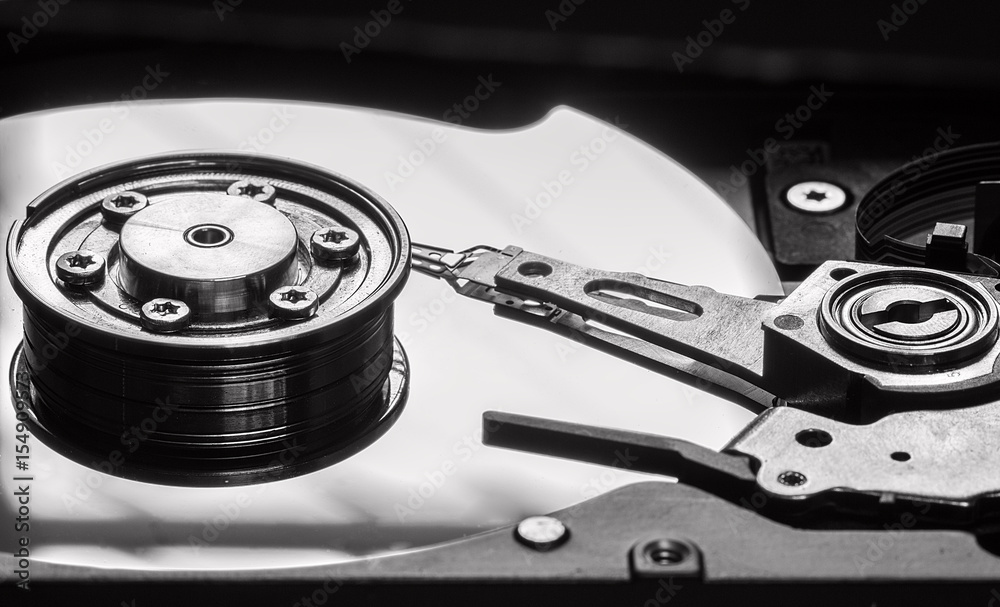 Close up view of a computer hard drive Close up view of a computer hard drive
