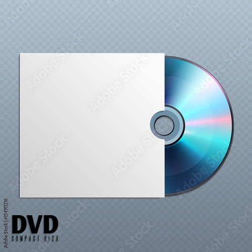 Dvd cd disk with white empty envelope cover vector illustration
