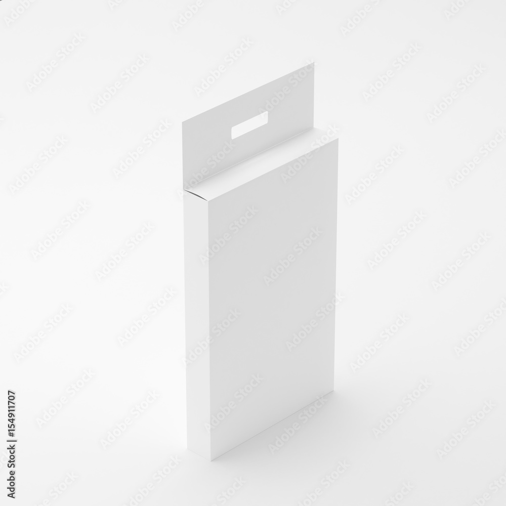 Package Box Mock-Up - High Rectangle with Hanger, Blank Paper Box With Hang Tab Mock-up On Isolated White Background, Ready For Your Presentation, 3D Illustration Package Box Mock-Up - High Rectangle with Hanger, Blank Paper Box With Hang Tab Mock-up On Isolated White Background, Ready For Your Presentation, 3D Illustration