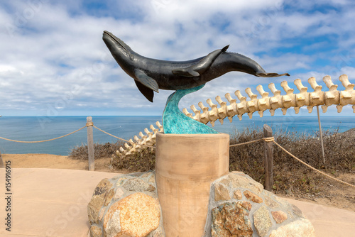 Marine whale monument in Cabrillo National Park, San Diego.