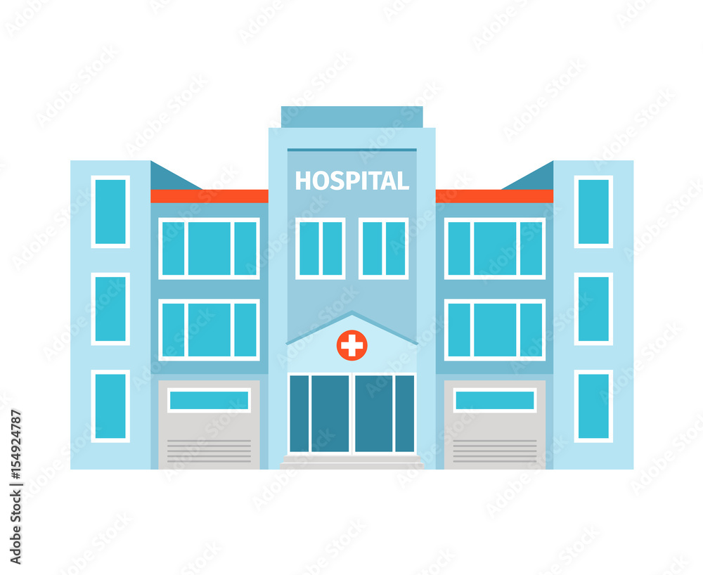 Hospital flat building icon