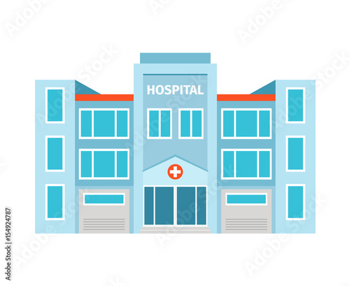 Hospital flat building icon