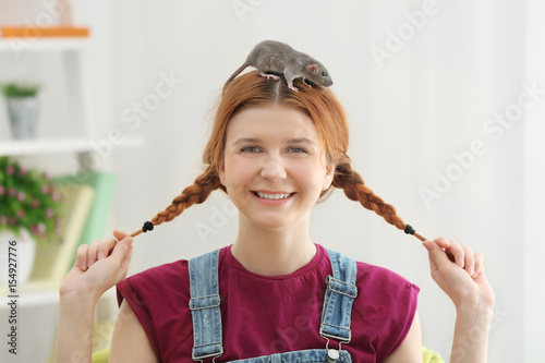Teenager girl with funny ra...