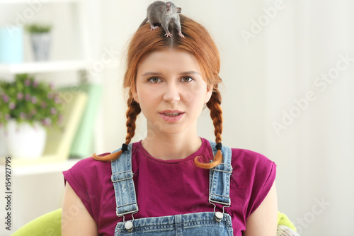 Teenager girl with funny ra...