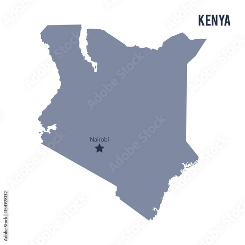Vector map of Kenya isolated on white background.