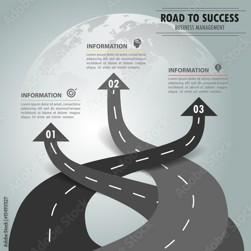 Road way infographic template 3 options. can be used for workflow layout, diagram, number options, timeline and steps