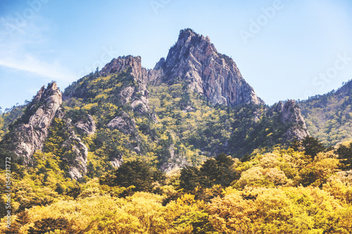 Beautiful mountain landscape in the national park of Soraksan  South Korea