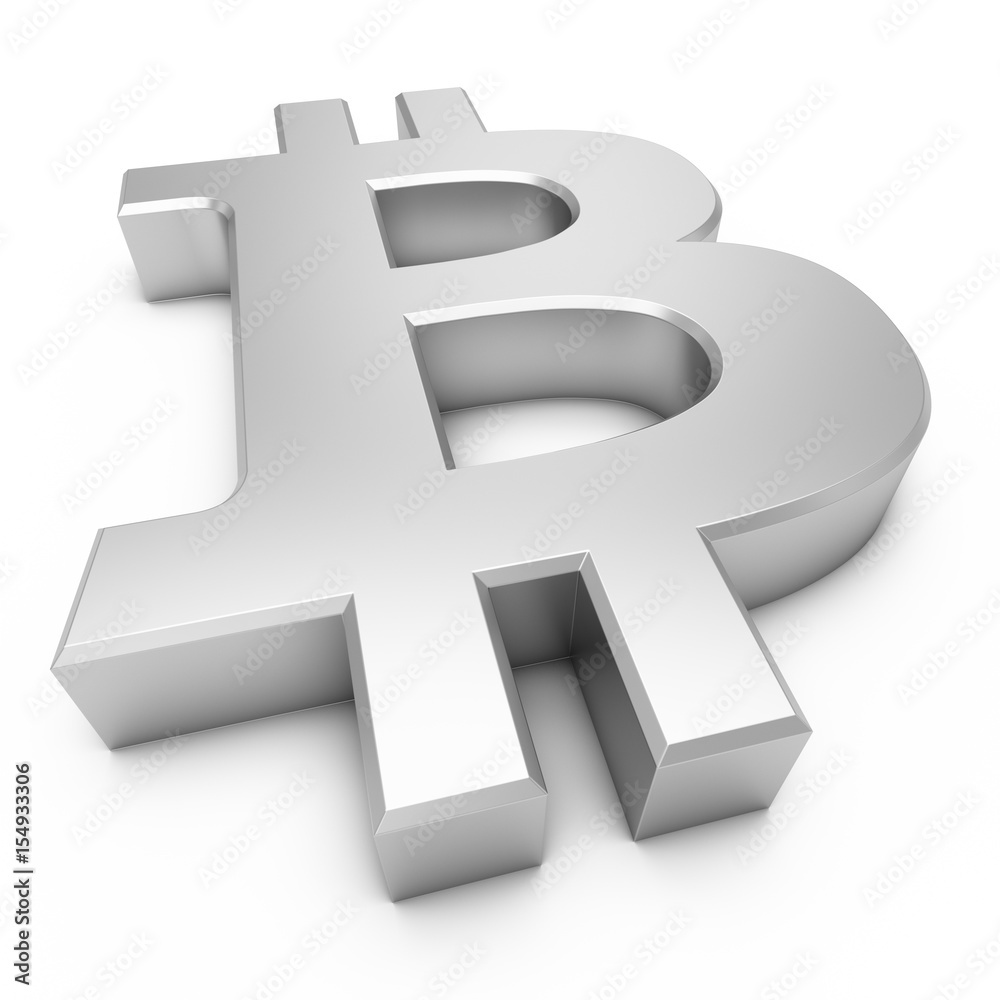 Obraz premium 3D Rendering silver Bitcoin Sign isolated on white background