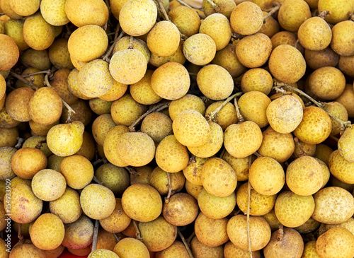 Top view of Longan fruits in market