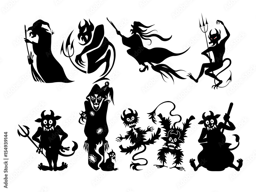Fototapeta premium Set Of Halloween Silhouettes