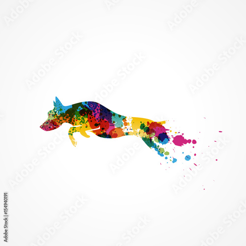silhouette chien coloré