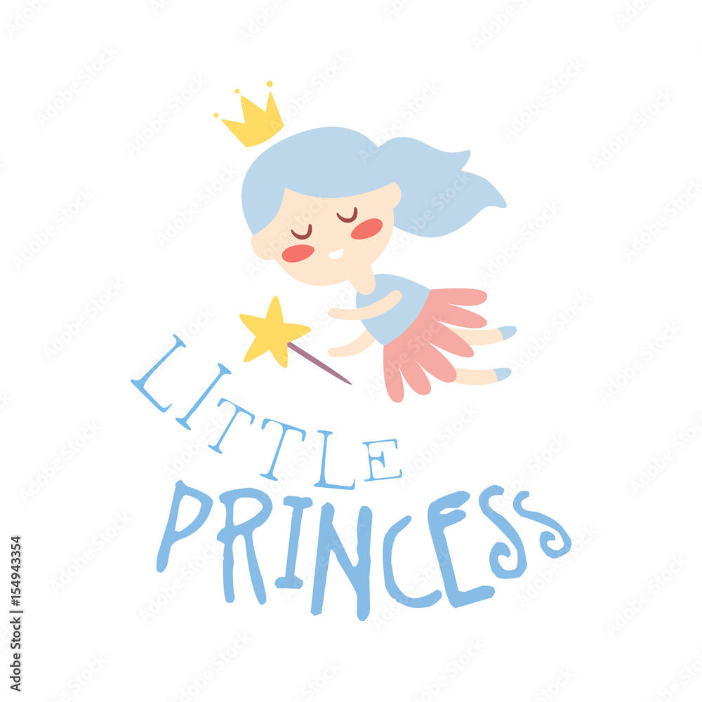 Little princess label, colorful hand drawn vector Illustration