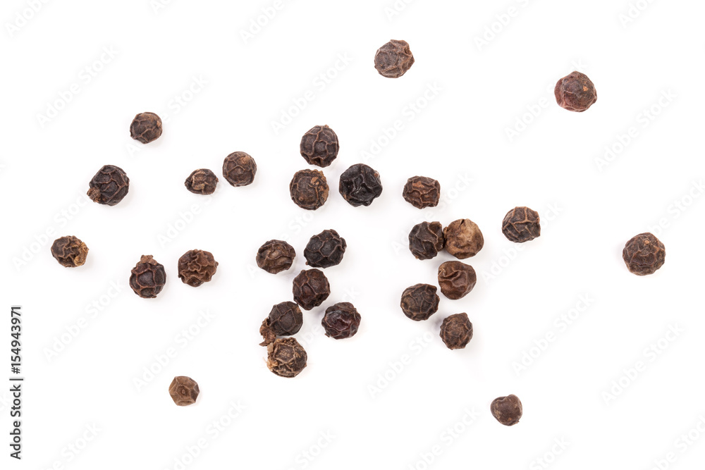 Black peppercorn isolated on white background. Top view Black peppercorn isolated on white background. Top view