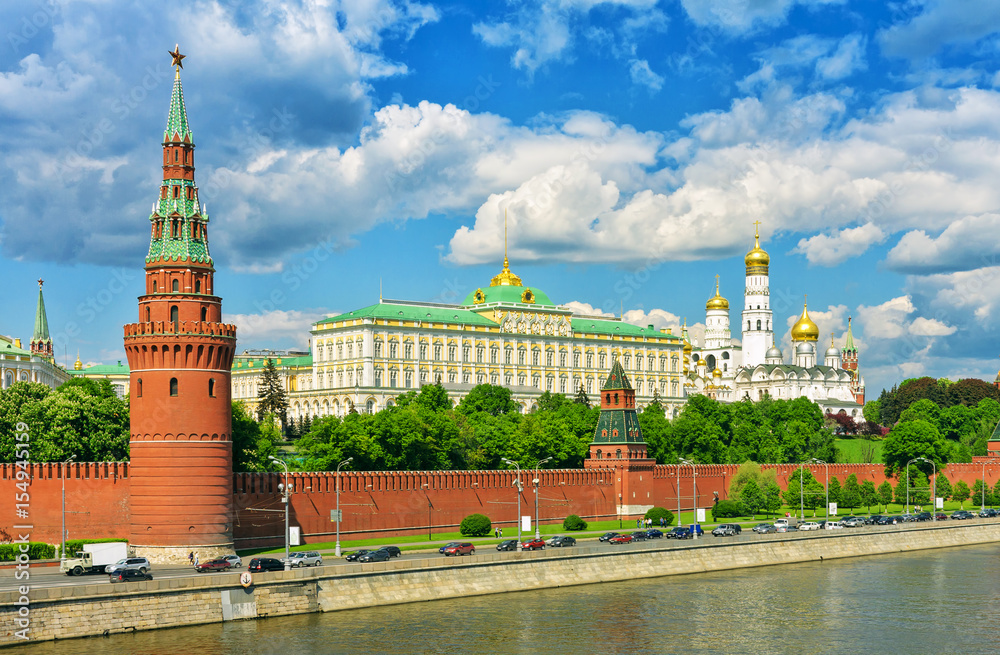 Moscow Kremlin and Moscow River in Moscow, Russia. Moscow architecture and landmark. Moscow cityscape. Moscow Kremlin and Moscow River in Moscow, Russia. Moscow architecture and landmark. Moscow cityscape.