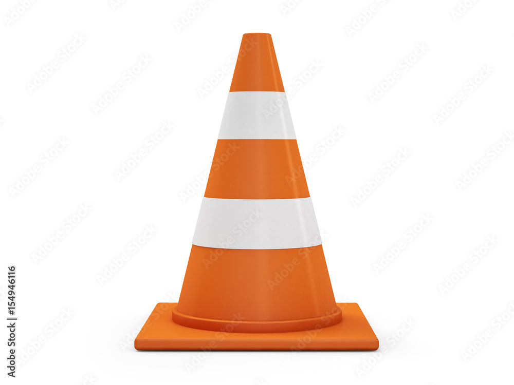 Orange road cones with stripes. 3D rendering Orange road cones with stripes. 3D rendering