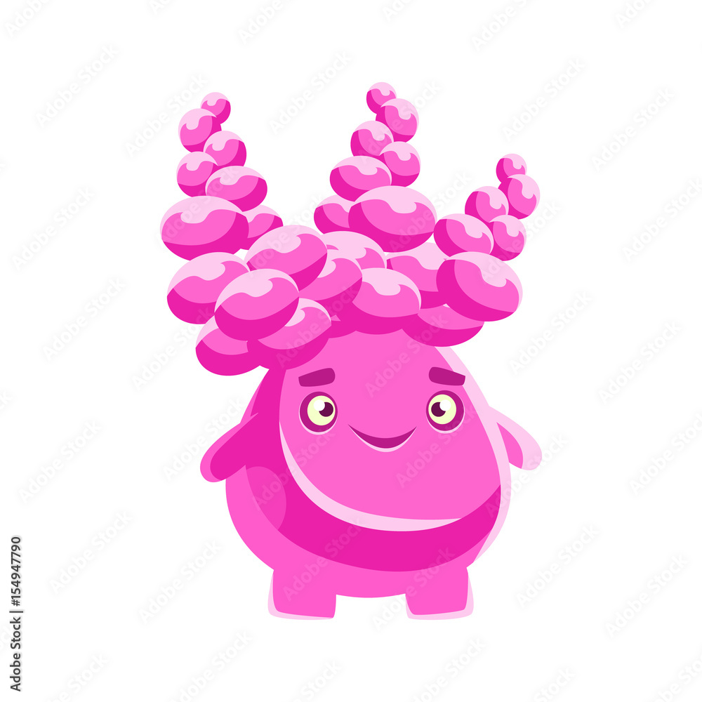 Cute pink succulent with a smiling face. Cartoon emotions character vector Illustration Cute pink succulent with a smiling face. Cartoon emotions character vector Illustration