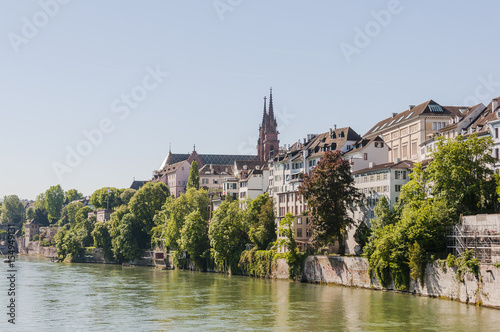 Basel, Stadt, Basel-Stadt, Altstadt, Rhein, Rheinufer, Altstadthäuser, Münster, Kirche, Pfalz, Grossbasel, Frühling, Sommer, Schweiz