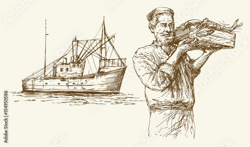 Fishing. Hand drawn set.