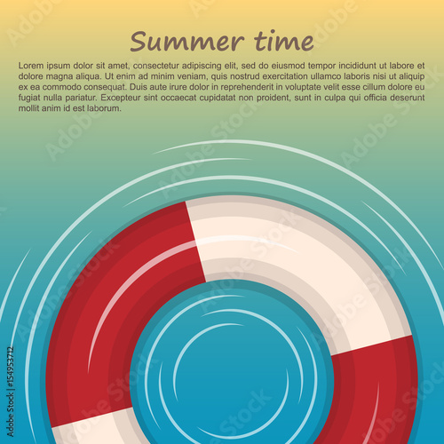 Lifebuoy isolated on yellow-blue background.