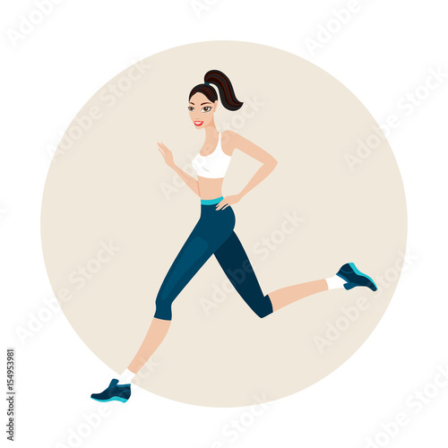 Young beautiful slim woman running wearing sport clothes
