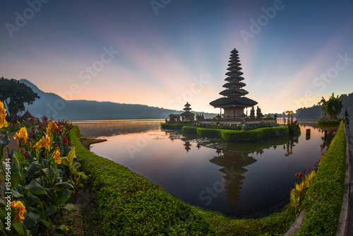Pura Ulun Danu Bratan, Hindu temple on Bratan lake, one of famous tourist attraction in Bali, Indonesia