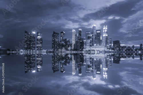 Cityscape Singapore Panoramic Night Concept black and white long exposure © farizun amrod