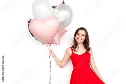 Woman with balloon bunch