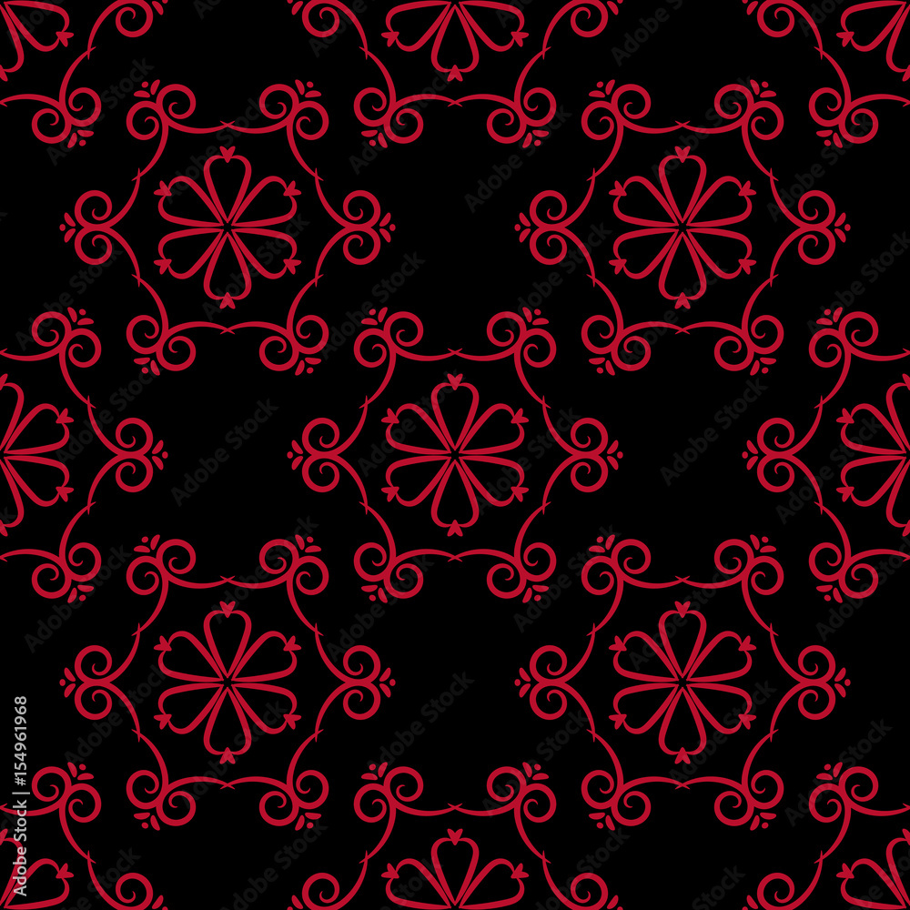 Seamless pattern with flower element. Red and black abstract wallpaper Seamless pattern with flower element. Red and black abstract wallpaper